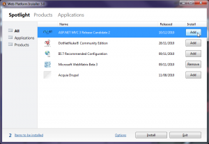ASPNET MVC 3 RC2 Web Platform Installer