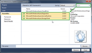 Adicionando referencias do Azure no projeto ASP.NET MVC 3