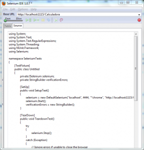 Codigo csharp gerado para Selenium RC