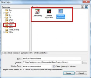 Criando solution IronRuby no SharpDevelop