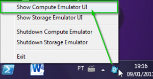 Exibindo Windows Azure Compute Emulator UI