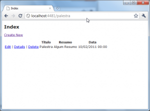 Index com conteudo persistido no banco pelo MVCScaffolding