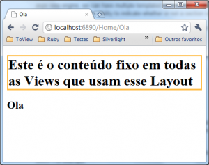 Outra view em execucao com MasterPages e Razor