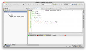 Aba de Unit Tests no MonoDevelop