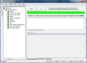Testes executados com NUnitTests
