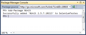 Adicionando referencia NUnit usando NuPack