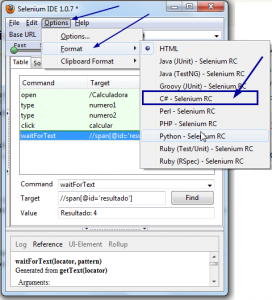 Convertando teste case Selenium em código teste C#