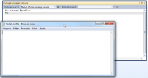 editando profile do console nuget