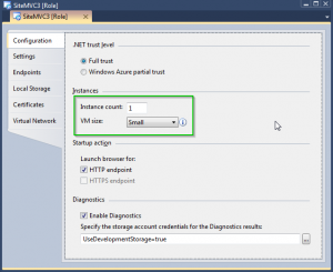 Configuração do Role no Windows Azure