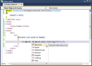Intellisense Razor ASP.NET MVC 3 RC em tipos definidos