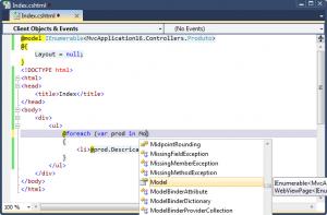 Intellisense Razor ASP.NET MVC 3 RC