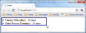 Resultado do uso do Razor